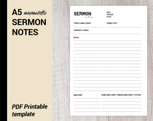 Sermon Notes Printable A5 - Minimalistic Style - Image 6