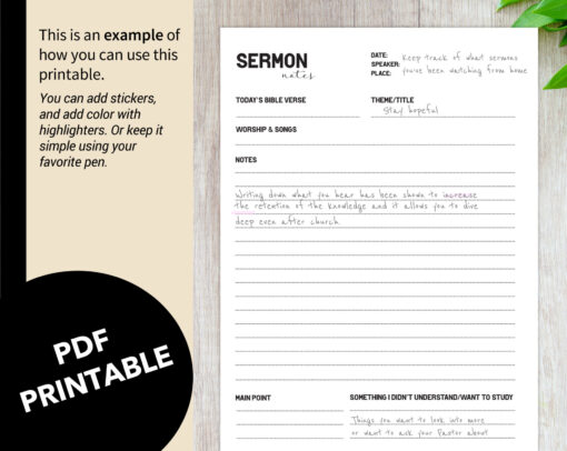 Sermon Notes Printable A5 - Minimalistic Style - Image 5