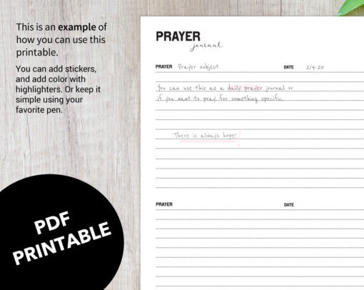 Prayer Journal Template Insert