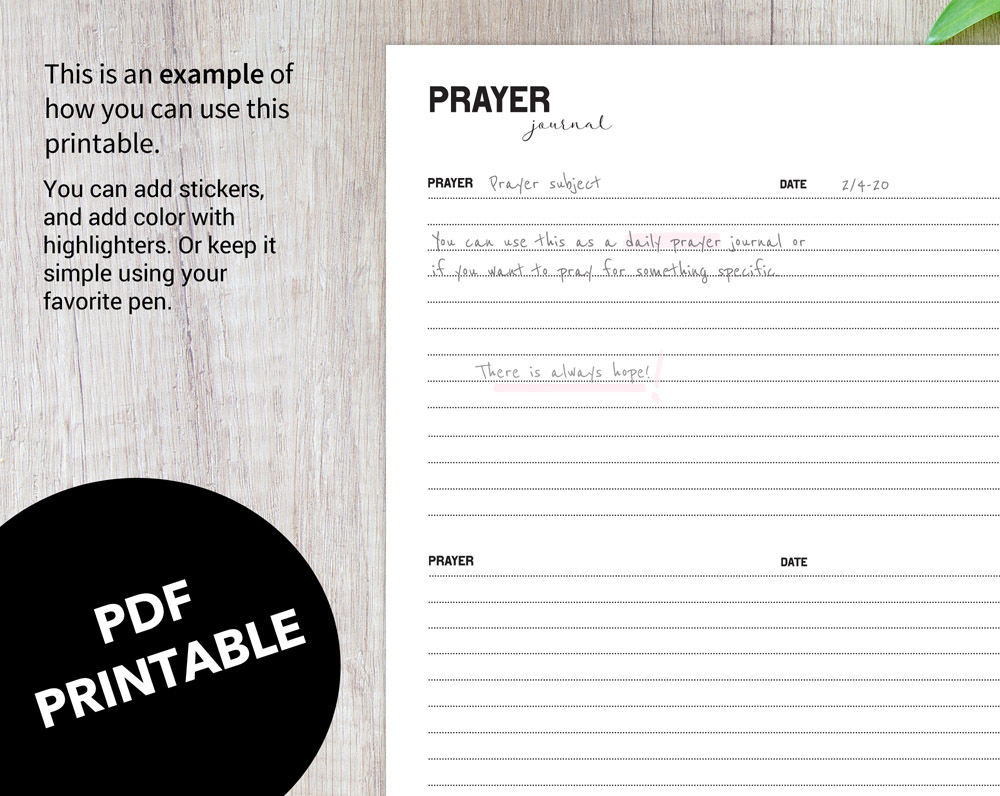 Prayer Journal Template Insert PlanningFaithCo
