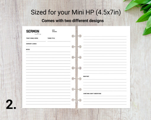 Sermon Notes Printable - Mini HP Planner Size - Image 2