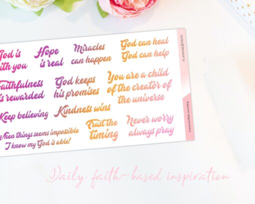 Christian Affirmations Stickers - Pink Rainbow - Image 2