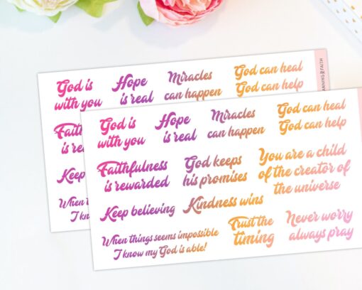 Christian Affirmations Stickers - Pink Rainbow