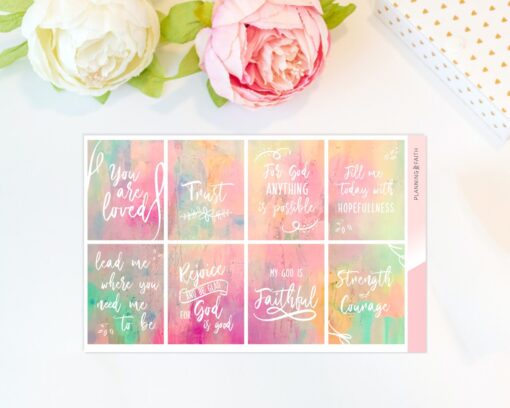 Watercolor stickers with Christian Affirmations