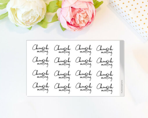 Church Meeting - Script Stickers | Gray Scale Collection