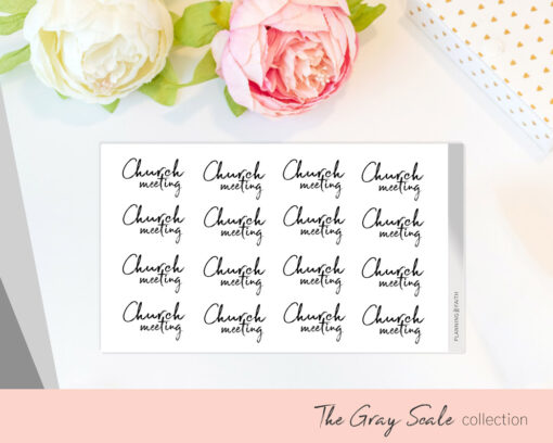 Church Meeting - Script Stickers | Gray Scale Collection - Image 4