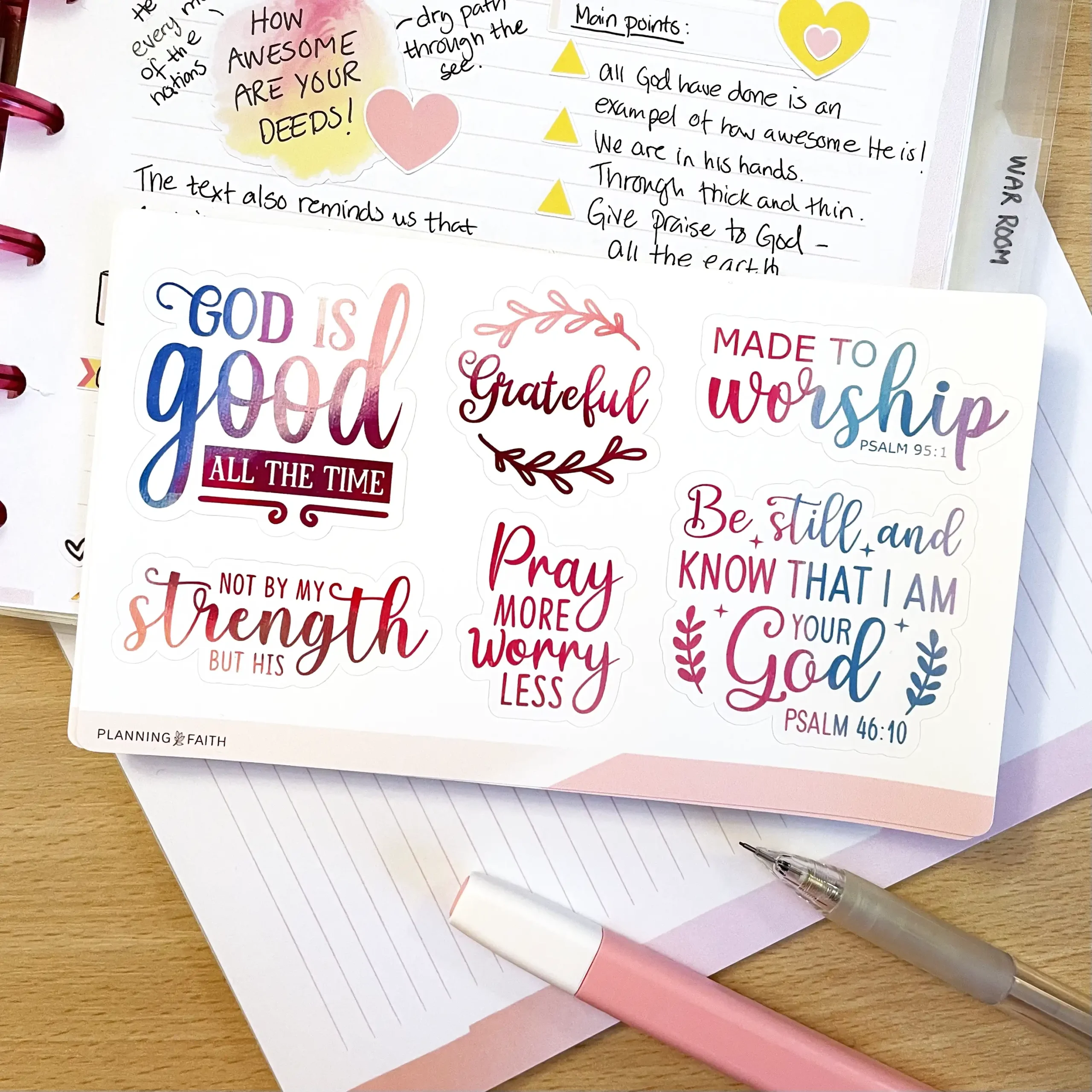 Christian stickers Rainbow words