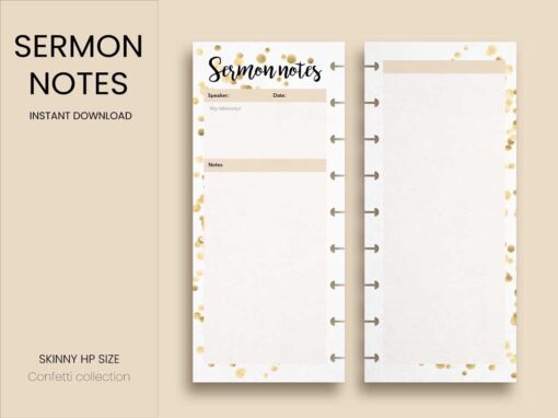 Sermon Notes Printable - HP Skinny Size | Confetti Collection