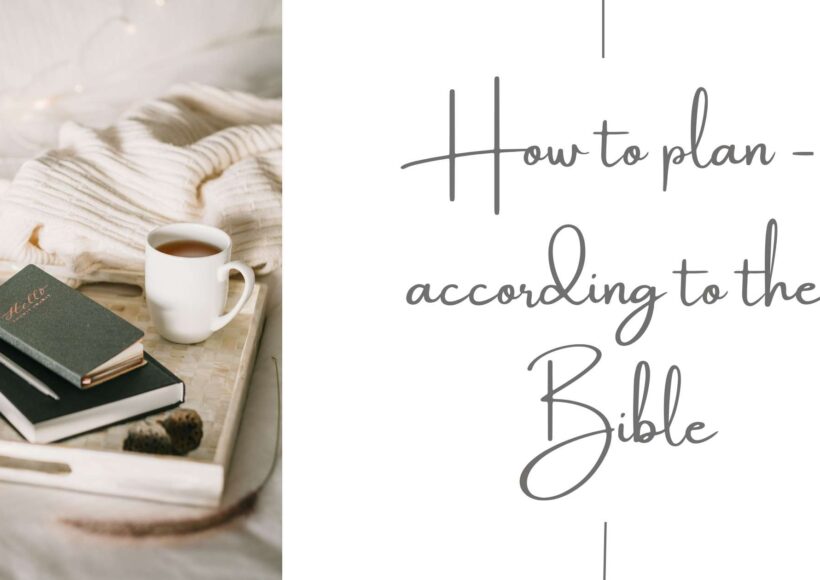 Picture with the text: How to plan according to the bible and an image of a stack of books