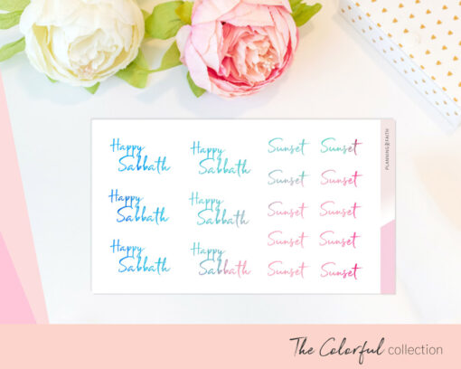 Happy Sabbath - Script Stickers | Color Collection - Image 3